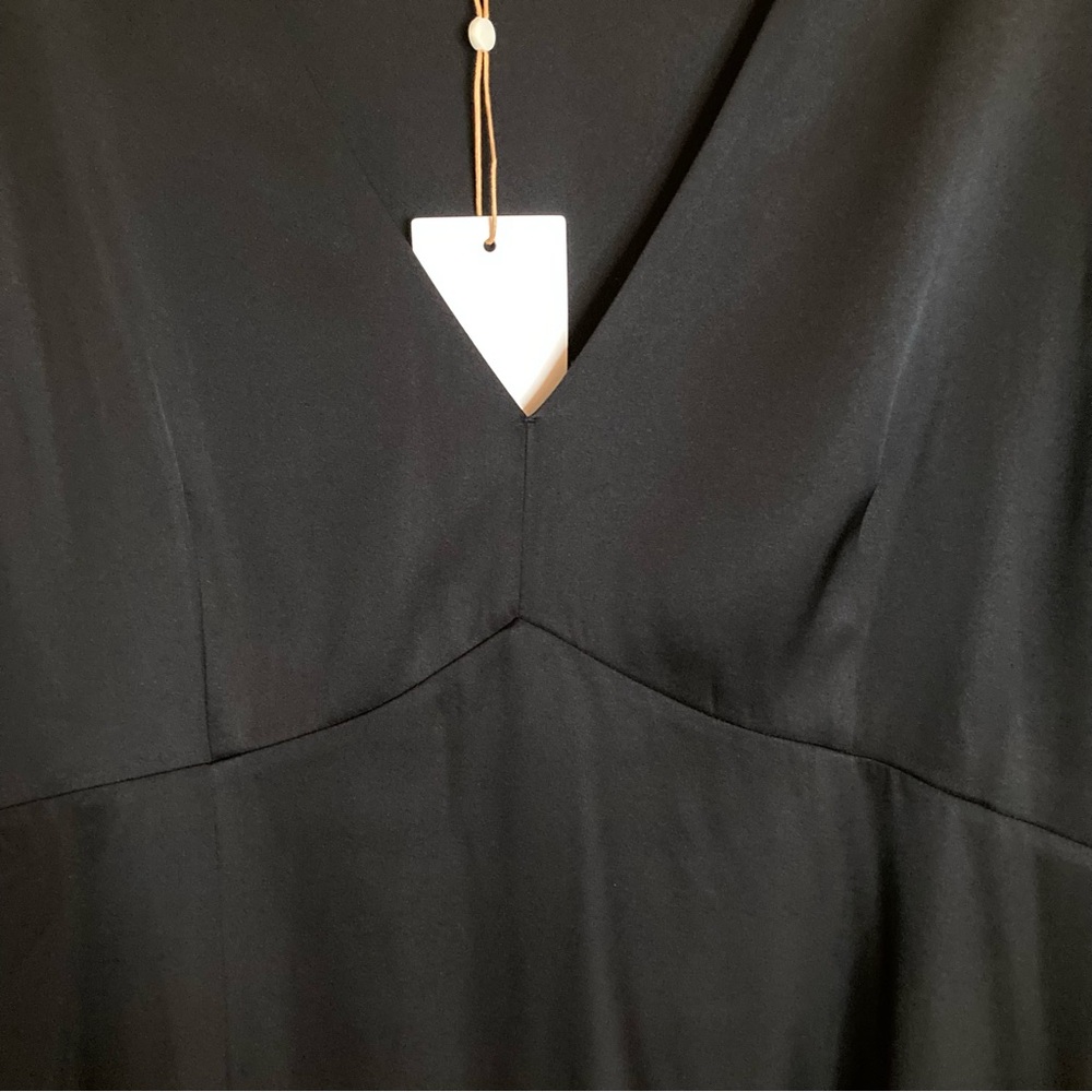 NEW Quince Washable Stretch Silk Puff Sleeve Mini Dress Black Satin Size XL - Picture 6 of 12